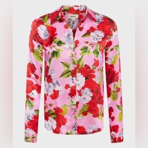 L’AGENCE Tyler Floral Print Silk Blouse